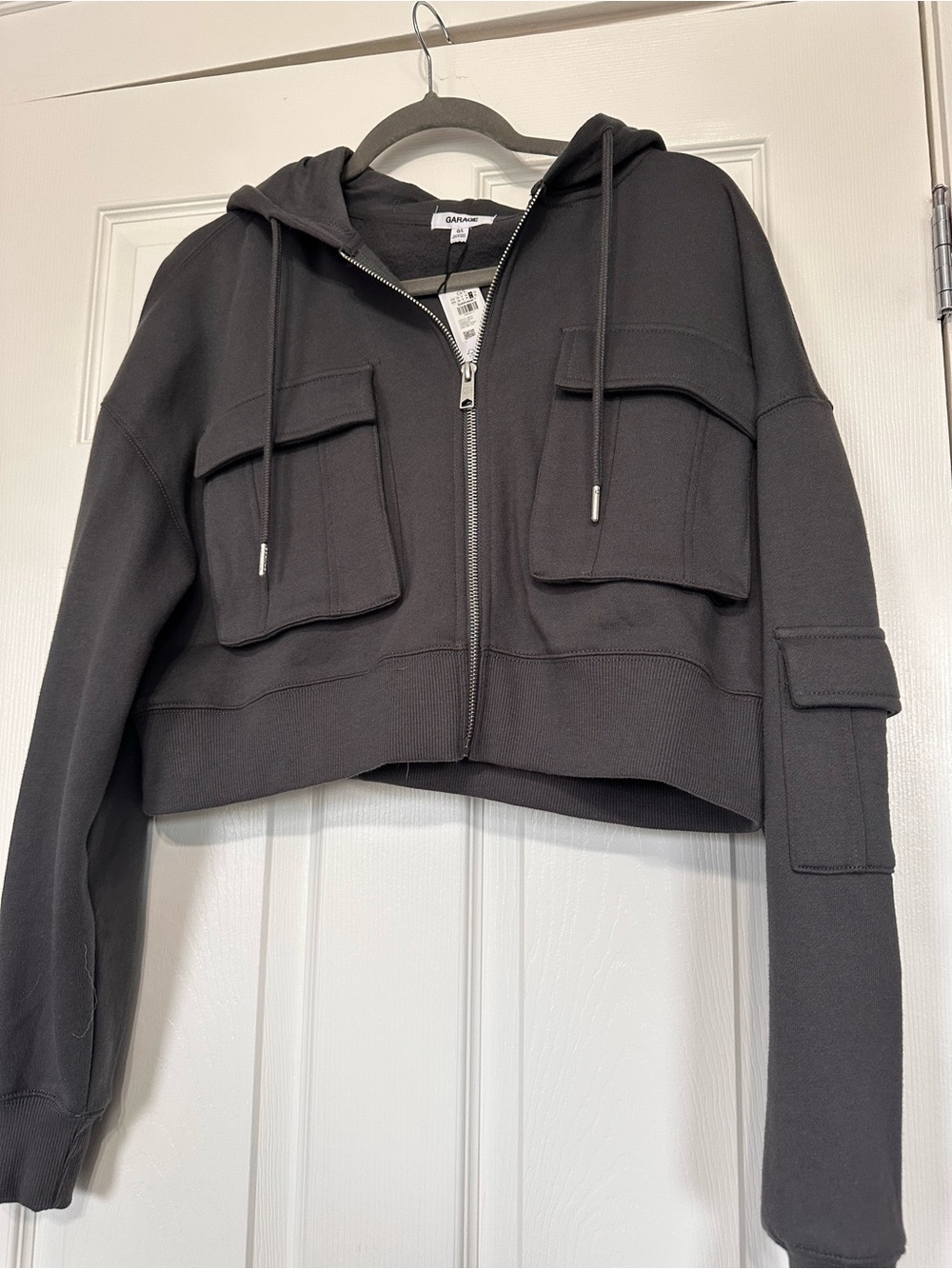 Garage Black Cropped Utility Hoodie Jacket